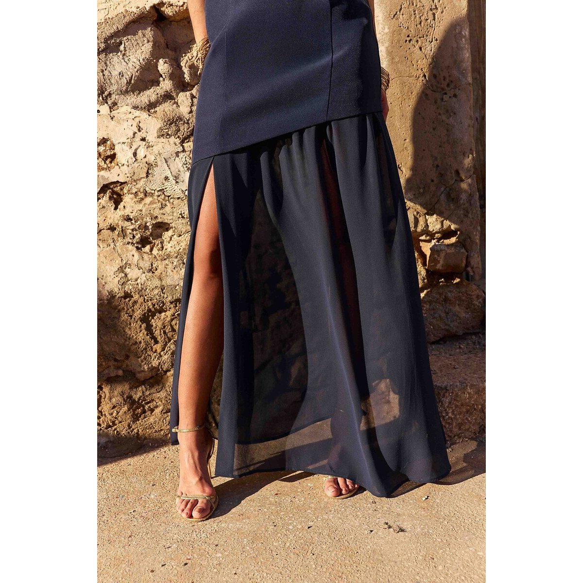 Ärmelloses Maxikleid, ausgestellte Schnittform marine, LA PETITE ETOILE