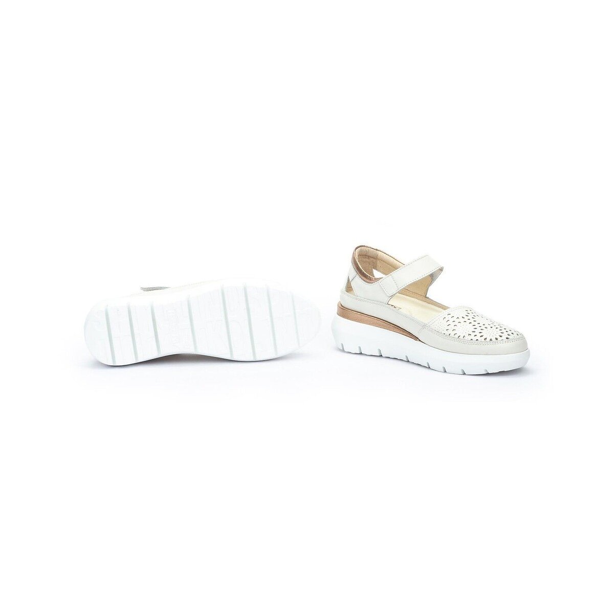 Rueda Leather Wedge Shoes white, PIKOLINOS