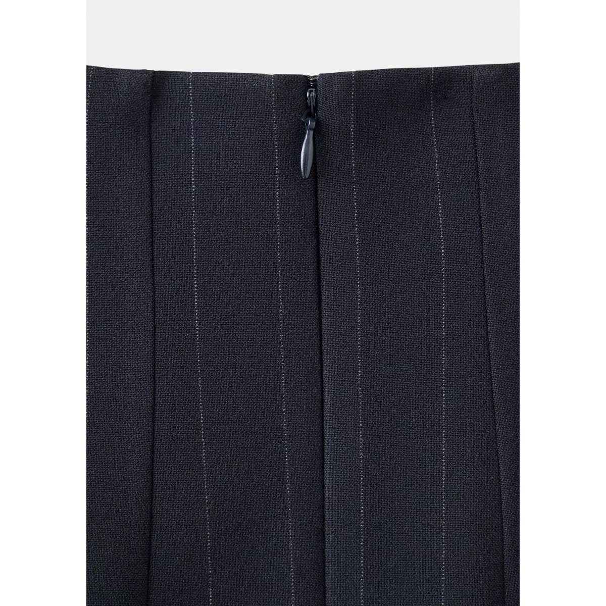 Jupe midi fines rayures bleu marine, MANGO
