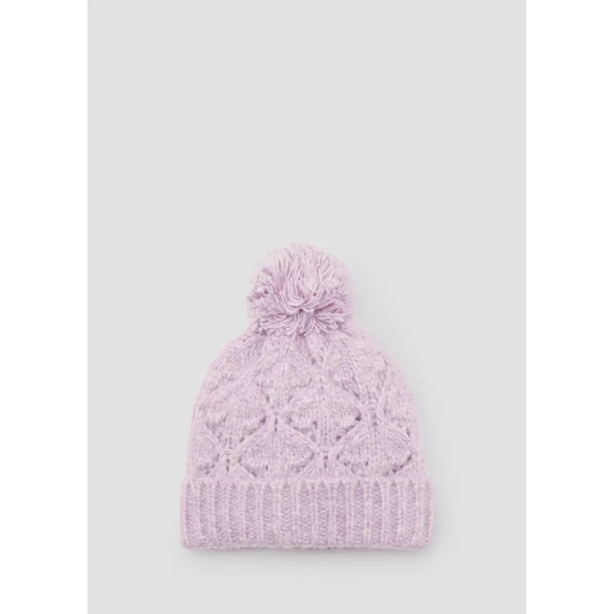 Bonnet maille torsadée pompon lilas, MANGO BABY