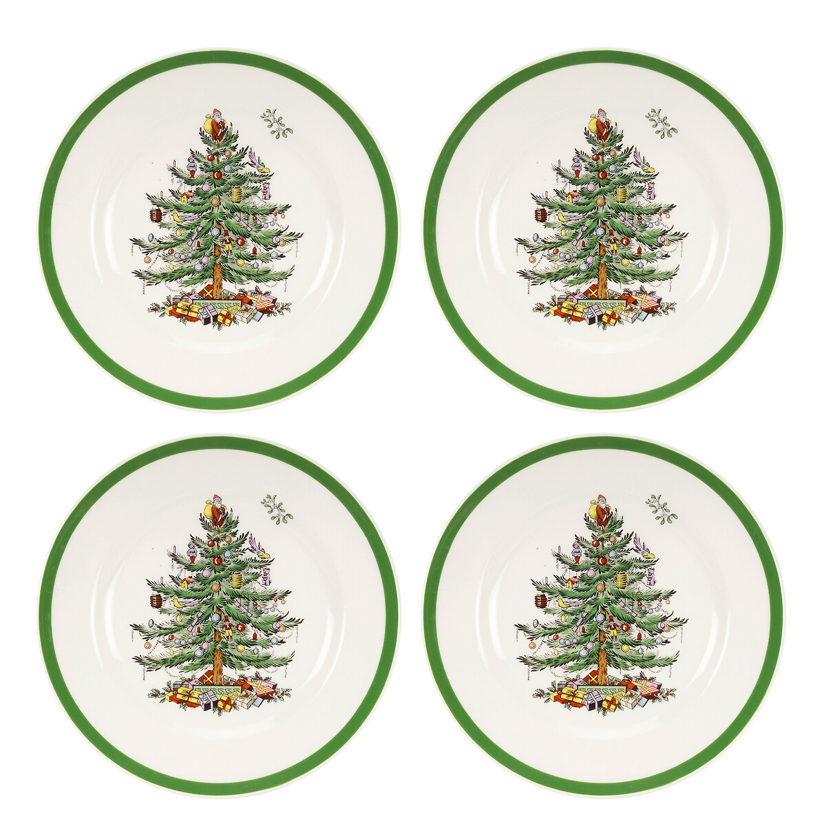 Set of 4 Christmas Tree Side Plates white, SPODE