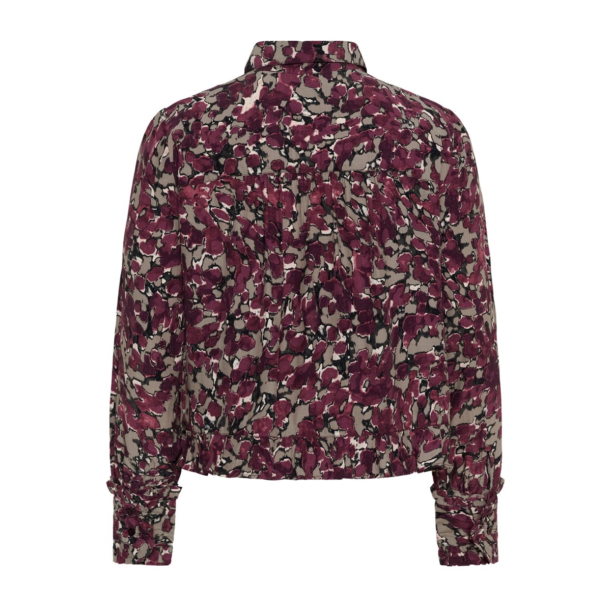 Chemise à manches longues marron fudge abstract animal, KAFFE CURVE