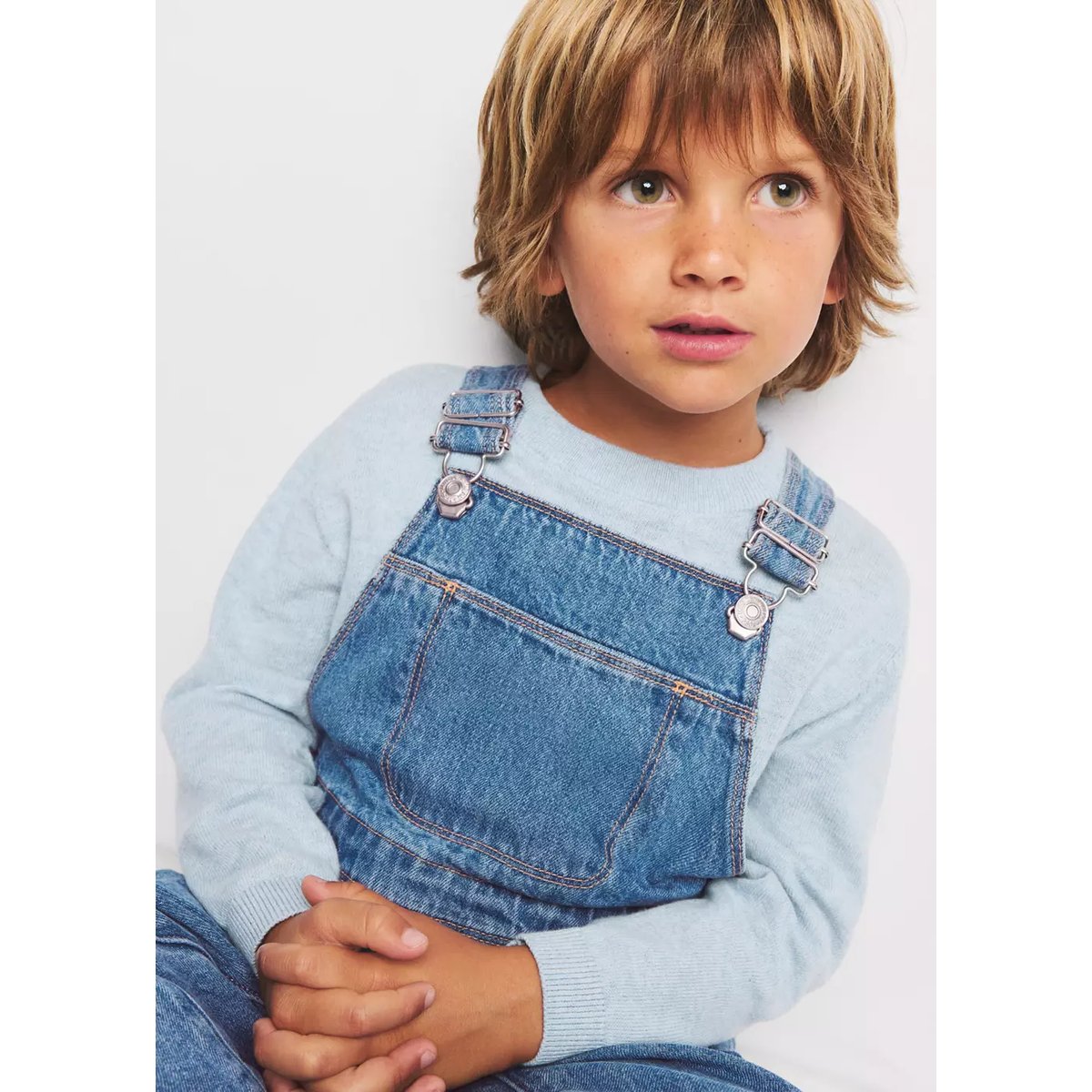 Salopette en jean longue bleu moyen, MANGO BABY