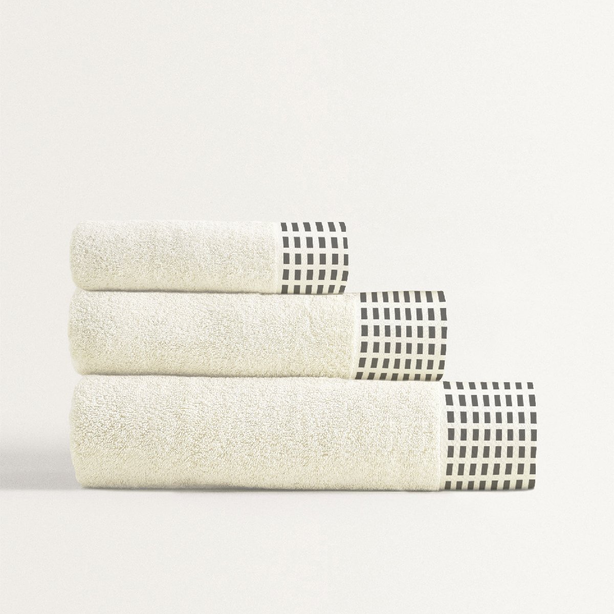 Lot 3 serviettes éponge 450 gr/m2 100% coton, SQUARE (30x50+50x90+90x130 cm) beige, NAF NAF HOME