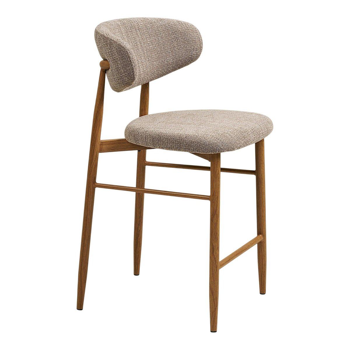 Chaise de bar bois et tissu avec repose-pied (lot de 2) AMSTERDAM bois clair, PIER IMPORT