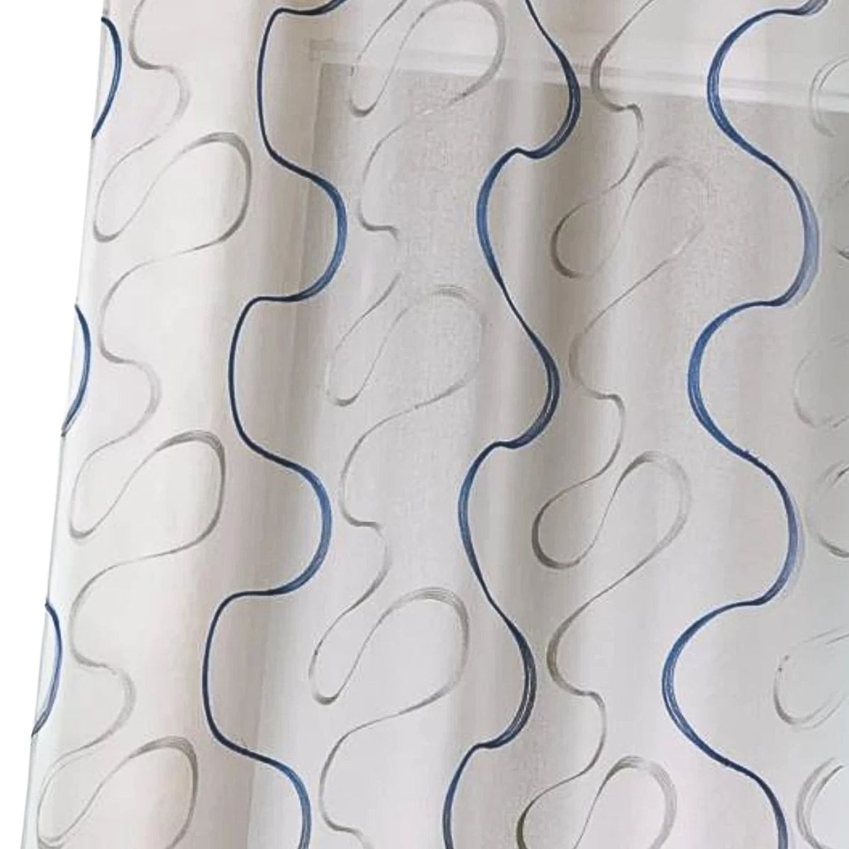 Voilage brodé à motifs ondulés bleu, HOME MAISON