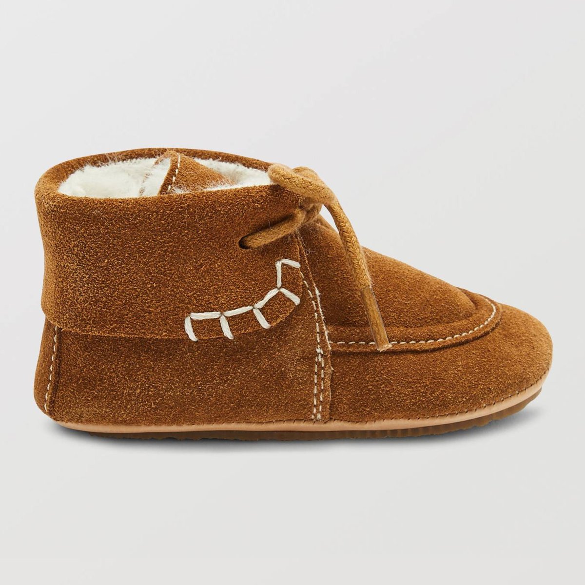 Chaussons fourrés en cuir tan access, BOUT'CHOU