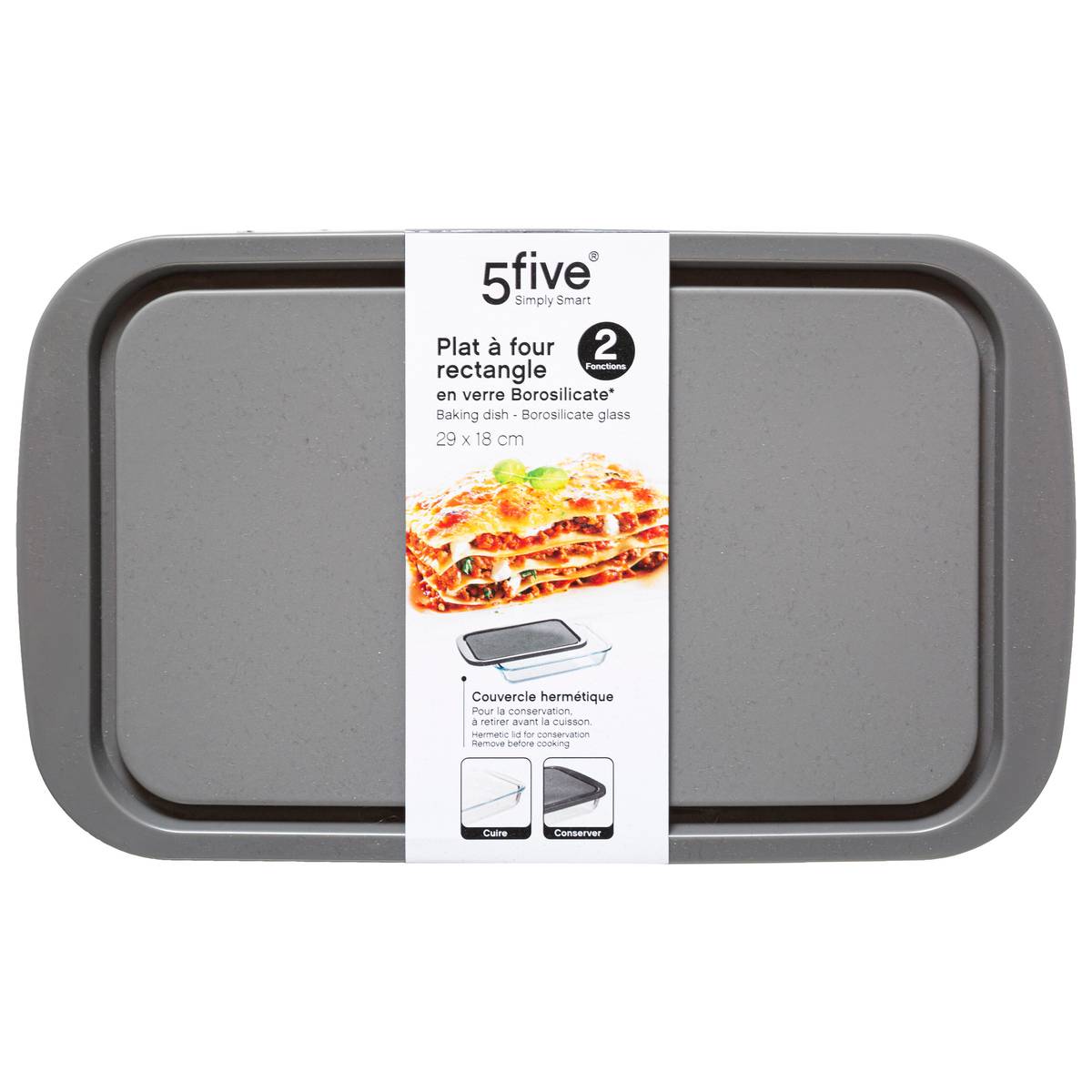 Plat rectangulaire avec couvercle KEEPEAT gris, 5FIVE SIMPLY SMART