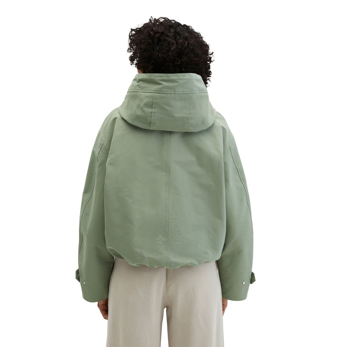Veste en toile avec capuche relaxed en mélange de coton et de nylon vert clair, MARC O'POLO