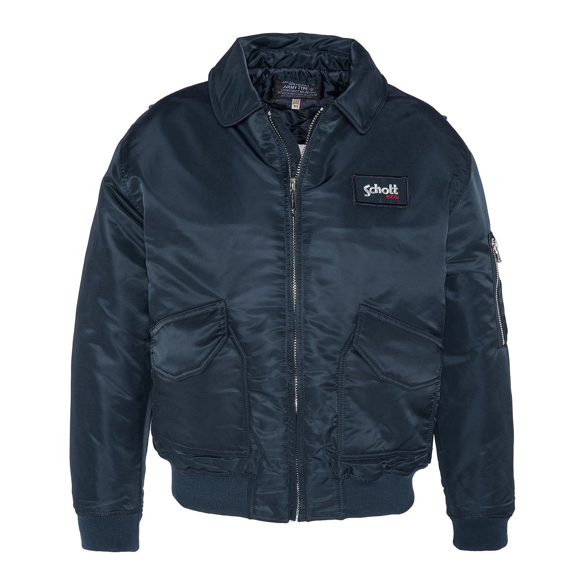 Blouson pilote CWU en nylon recyclé marine, SCHOTT
