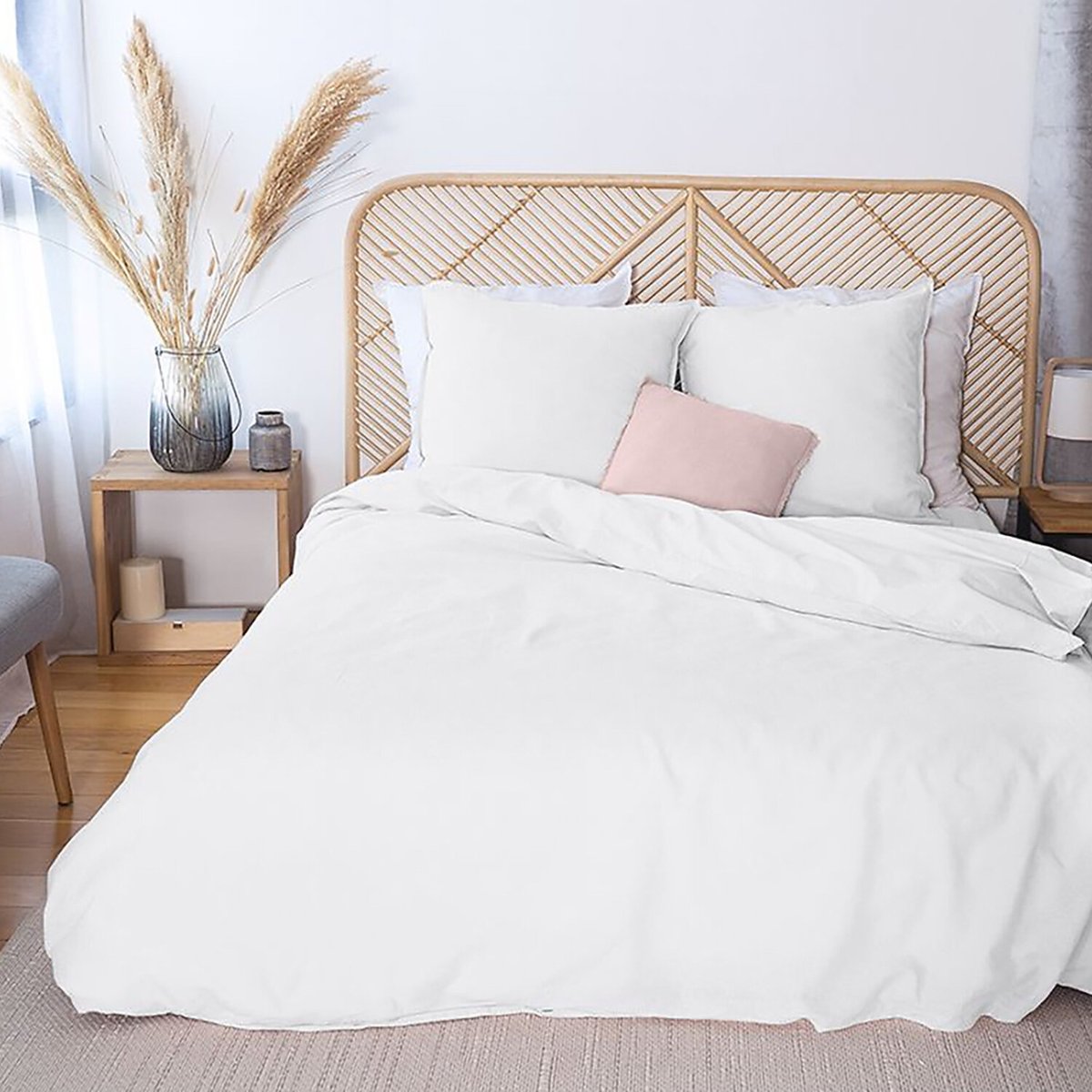 Parure housse de couette en lin et coton unie, LYNN bleu marine, C DESIGN HOME TEXTILE