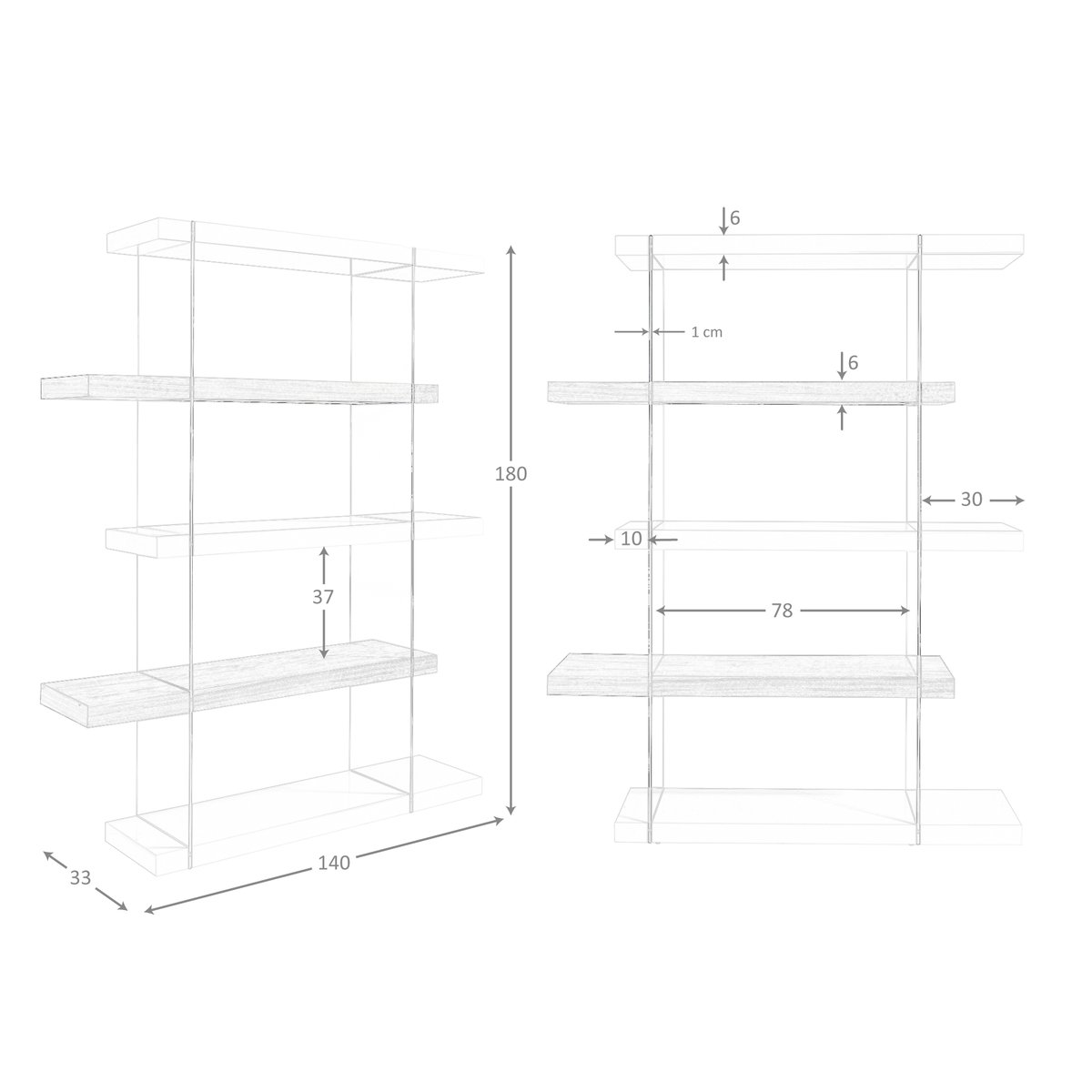 Etagère en bois noyer et verre gris | noyer | verre, ANGEL CERDA