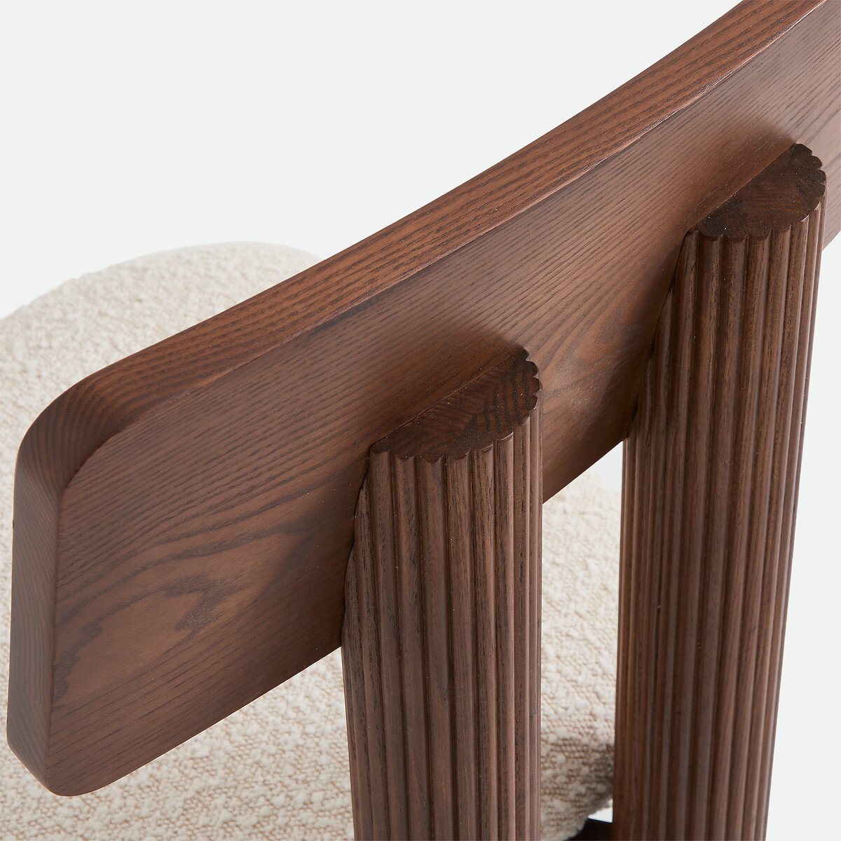 Desna Stained Solid Ash and Fleece Chair walnut color stained, LA REDOUTE INTERIEURS