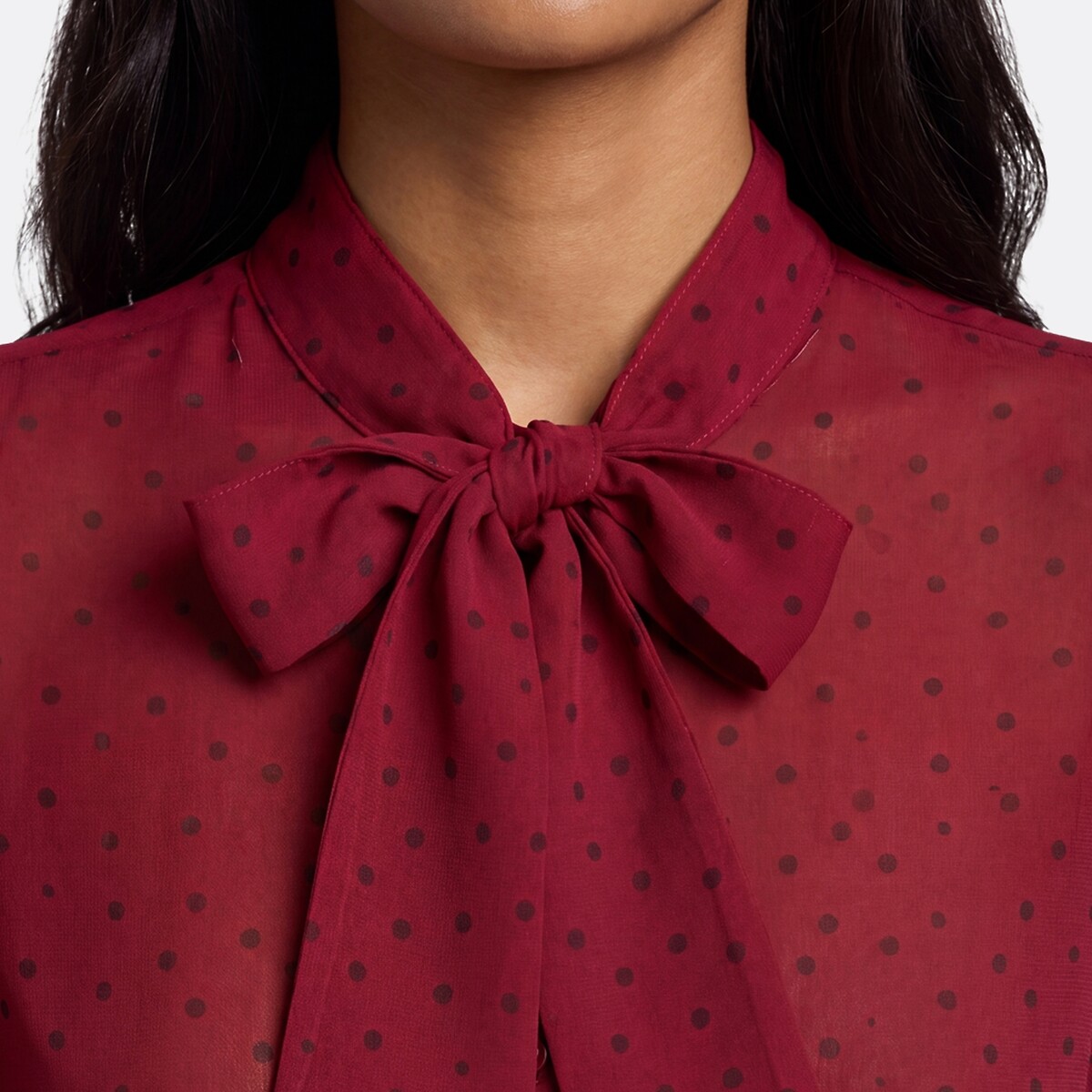 Polka Dot Long Sleeve Pussy-Bow Shirt polka dot print, LA REDOUTE COLLECTIONS