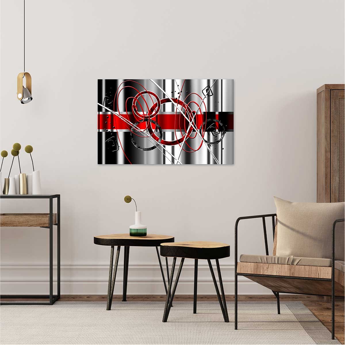 Tableau abstrait rouge variation - 80x50 cm toile imprimée, HEXOA