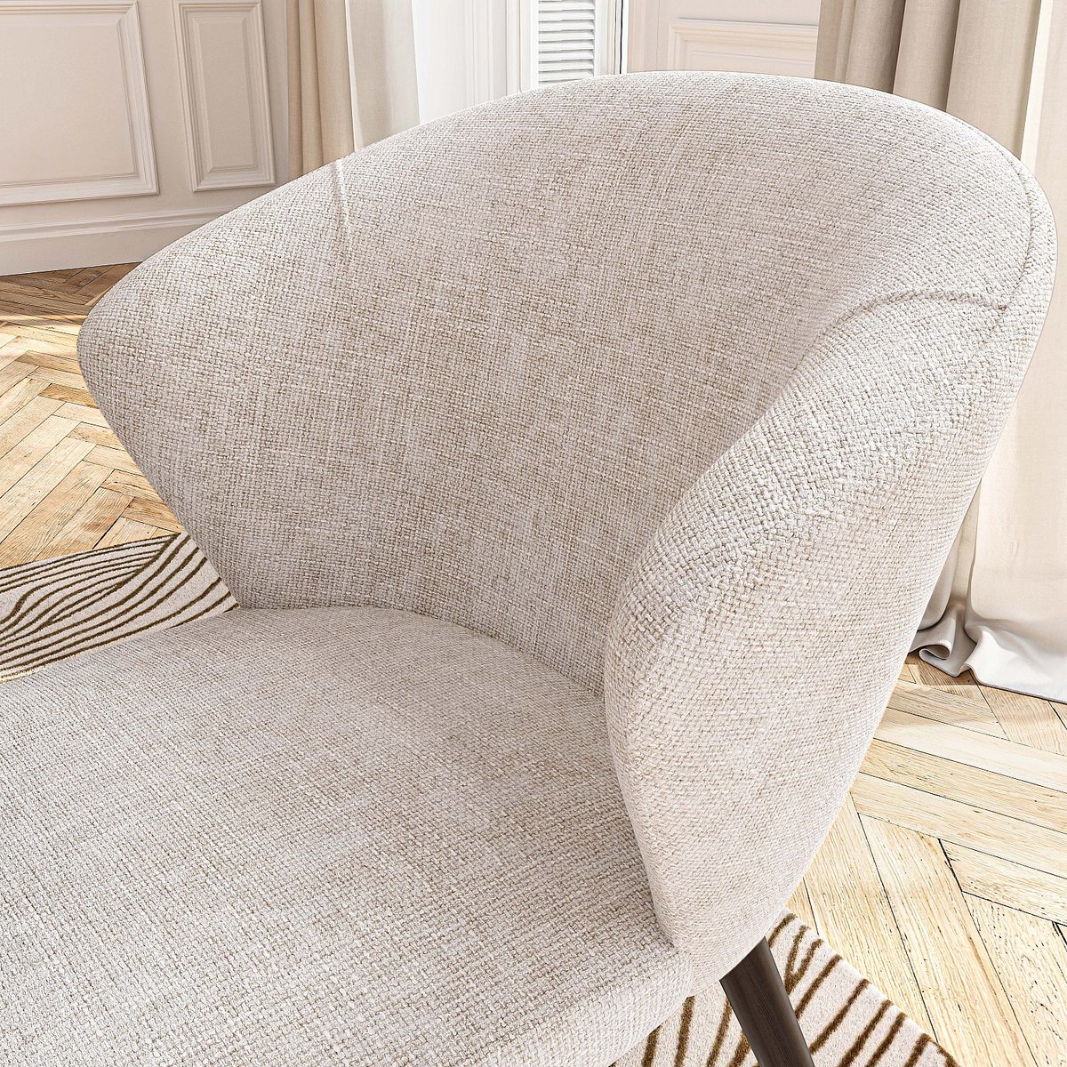 Chaise tissu LURIS crème, HABITAT