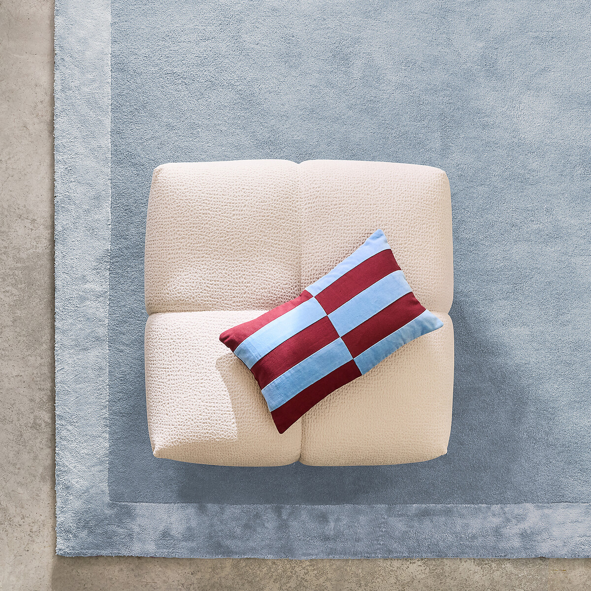 Pouf, tissu relief, L83 cm, Nuria terracotta, LA REDOUTE INTERIEURS