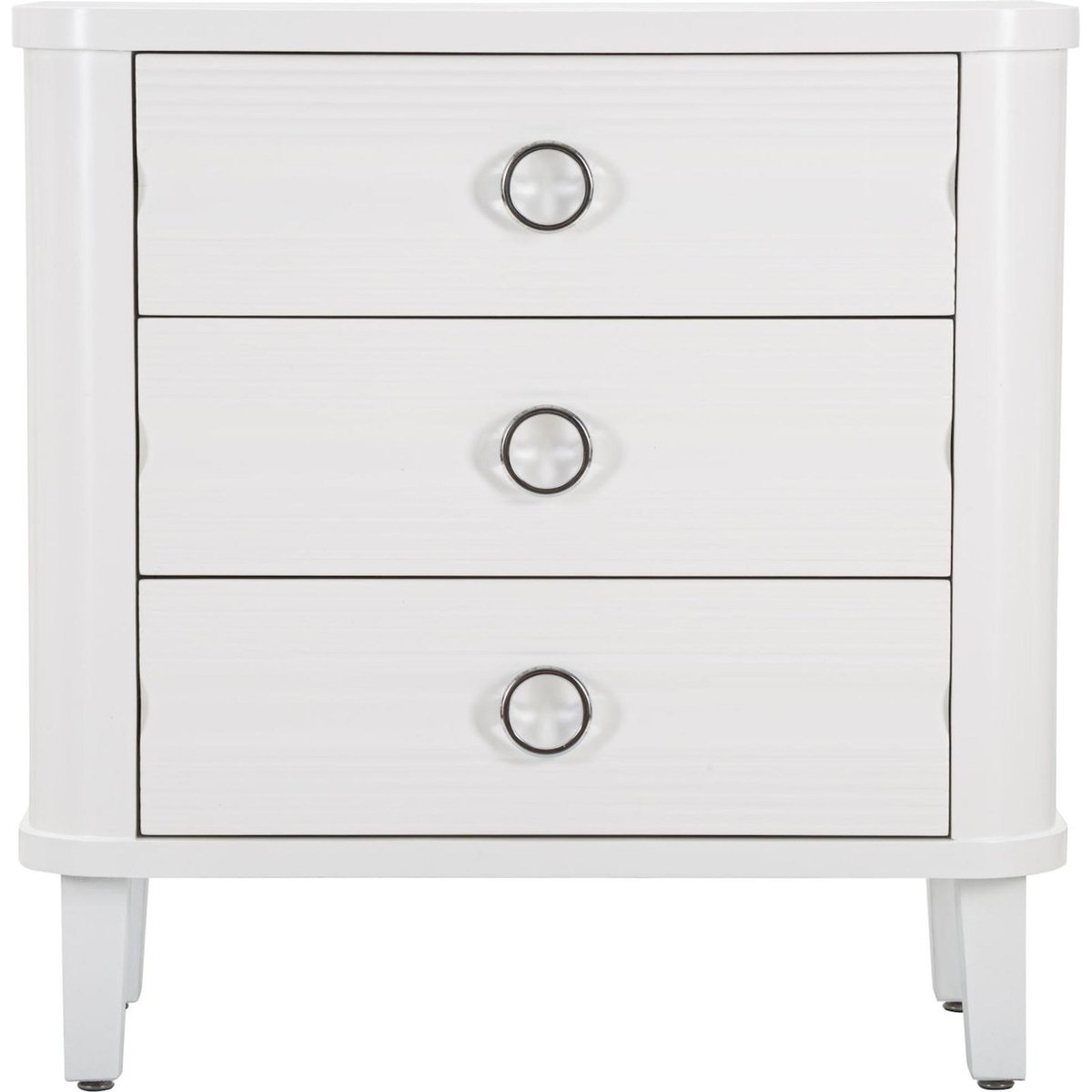 Commode 3 tiroirs façades texturées métal GLAM blanc, RECOLLECTION