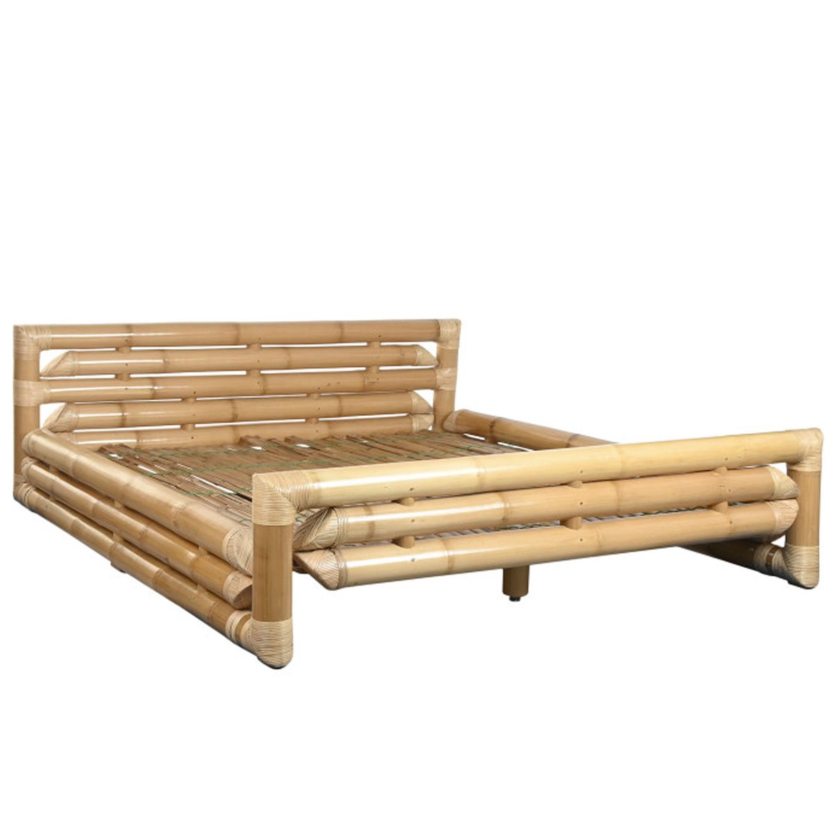 Lit king size exotique en bambou et rotin 202.5x250x74cm bois, WADIGA