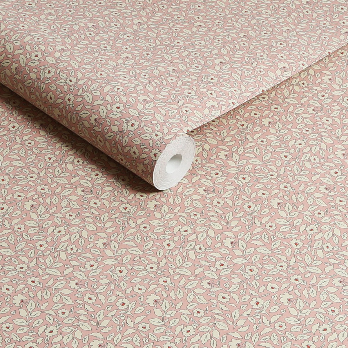 Papier peint Farandole de petites fleurs rose, beige, JOULES
