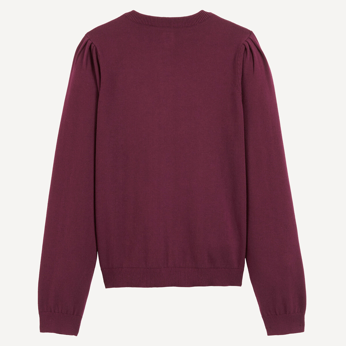 Cotton Fine Knit Cardigan burgundy, LA REDOUTE COLLECTIONS