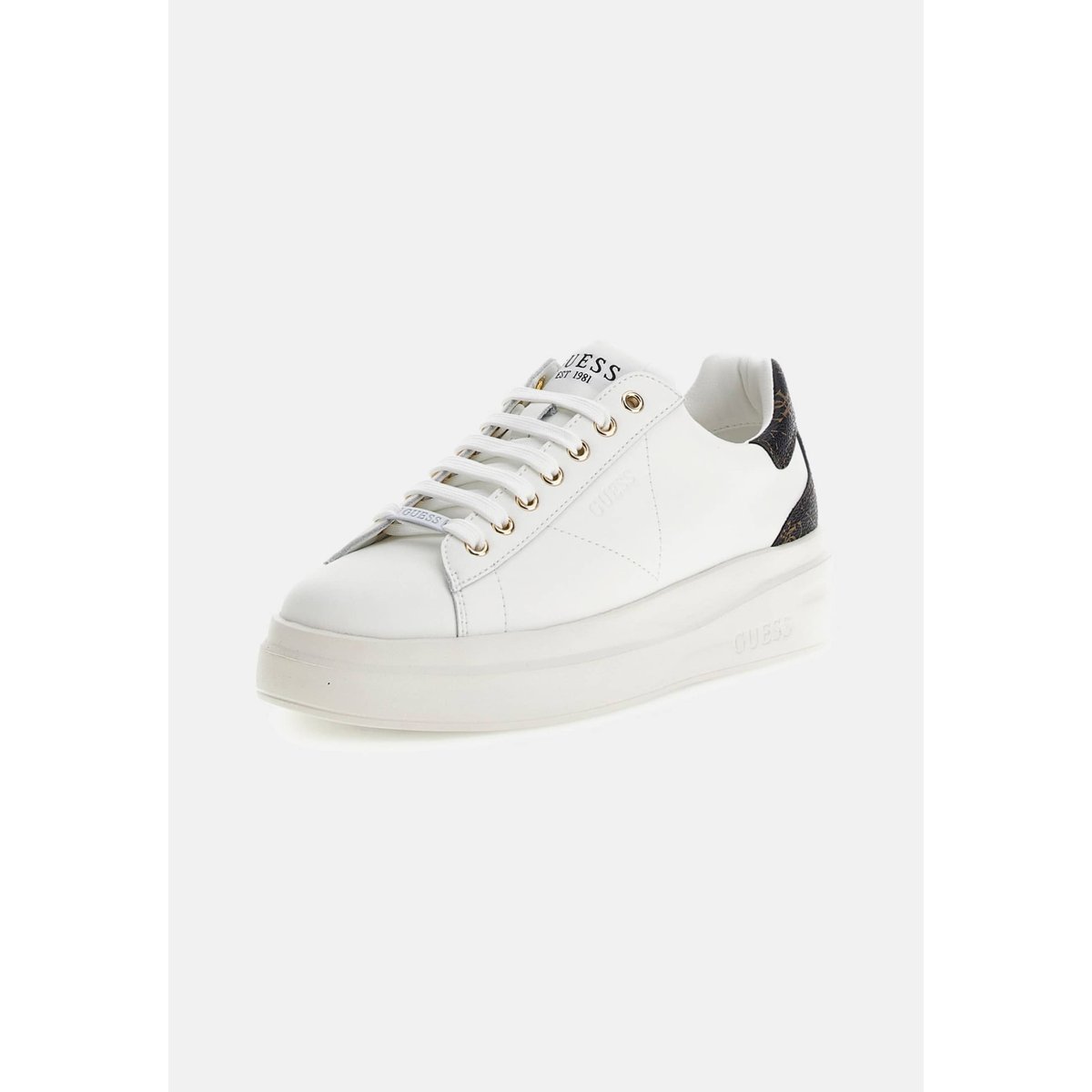 Sneaker Elbina Cuir Véritable marron multi, GUESS