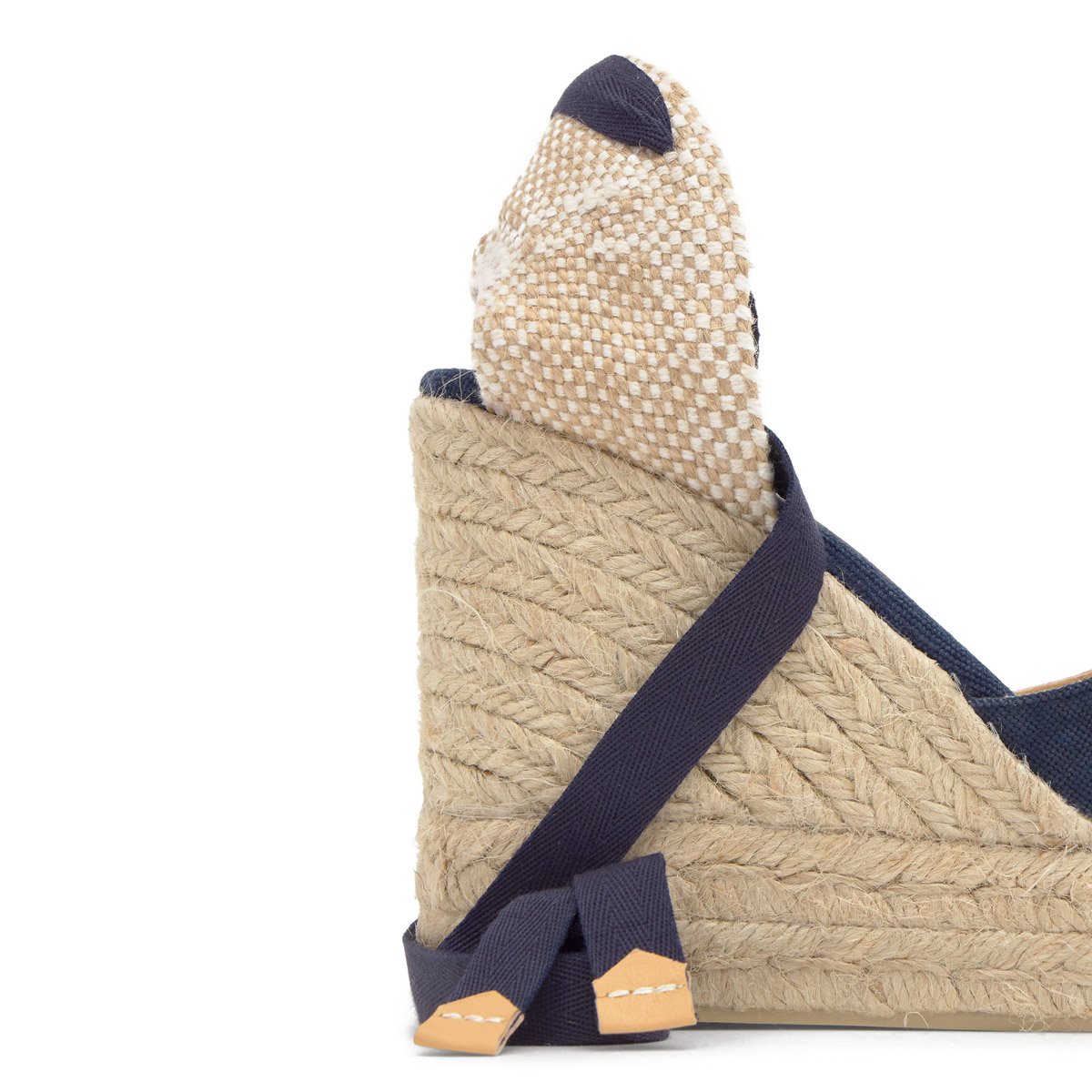 Espadrilles compensées en jute tressée à découpe en V CHIARA EXTRA PLATFORM bleu foncé, CASTANER