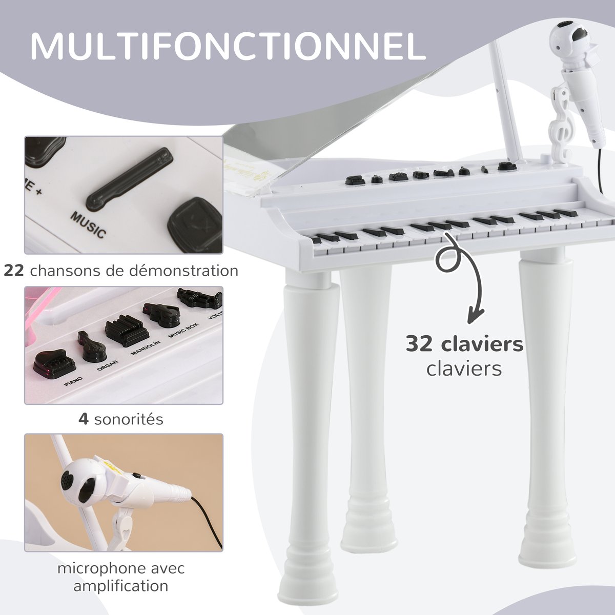 Ensemble de claviers électroniques pour blanc, transparent, AIYAPLAY