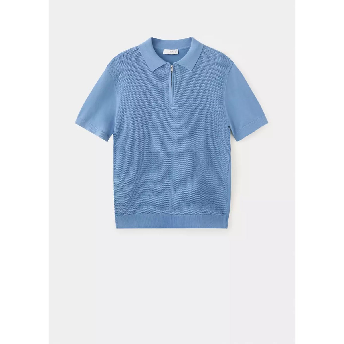 Polo 100 % coton maille structure bleu porcelaine, MANGO MAN