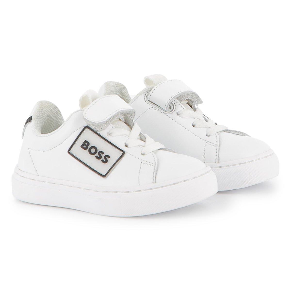 Sneakers in pelle bovina blanc, BOSS KIDSWEAR