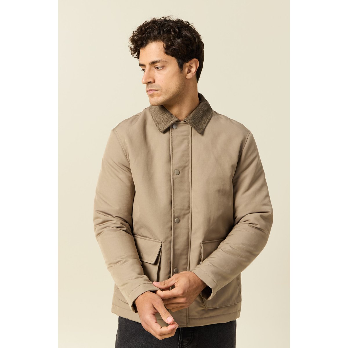 Veste droite mi-longue déperlante sable, BONOBO