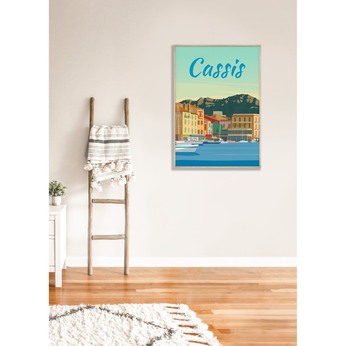 Affiche ville Cassis blanc, L'AFFICHERIE