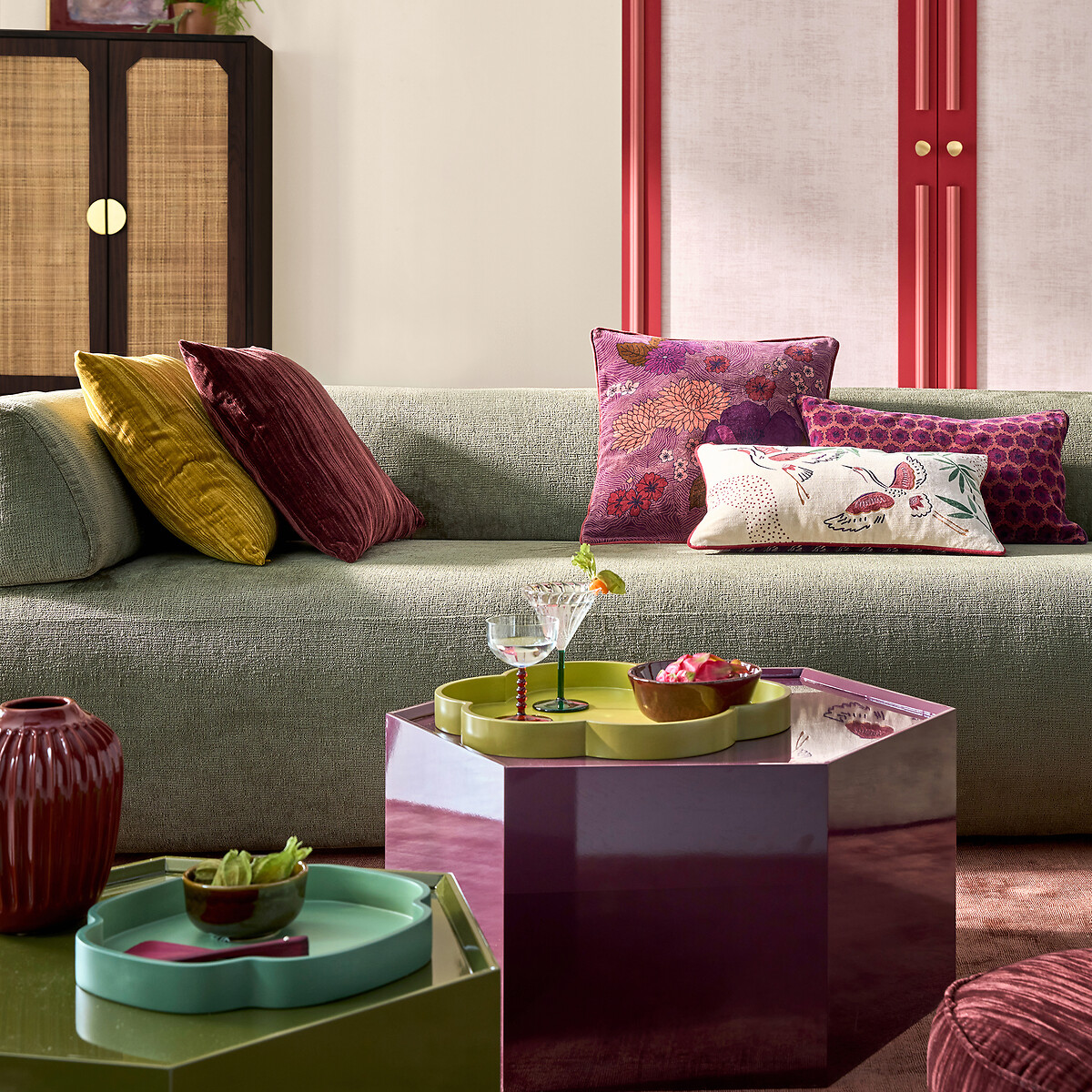 Housse de coussin rectangulaire en velours, Izaia multicolore, LA REDOUTE INTERIEURS