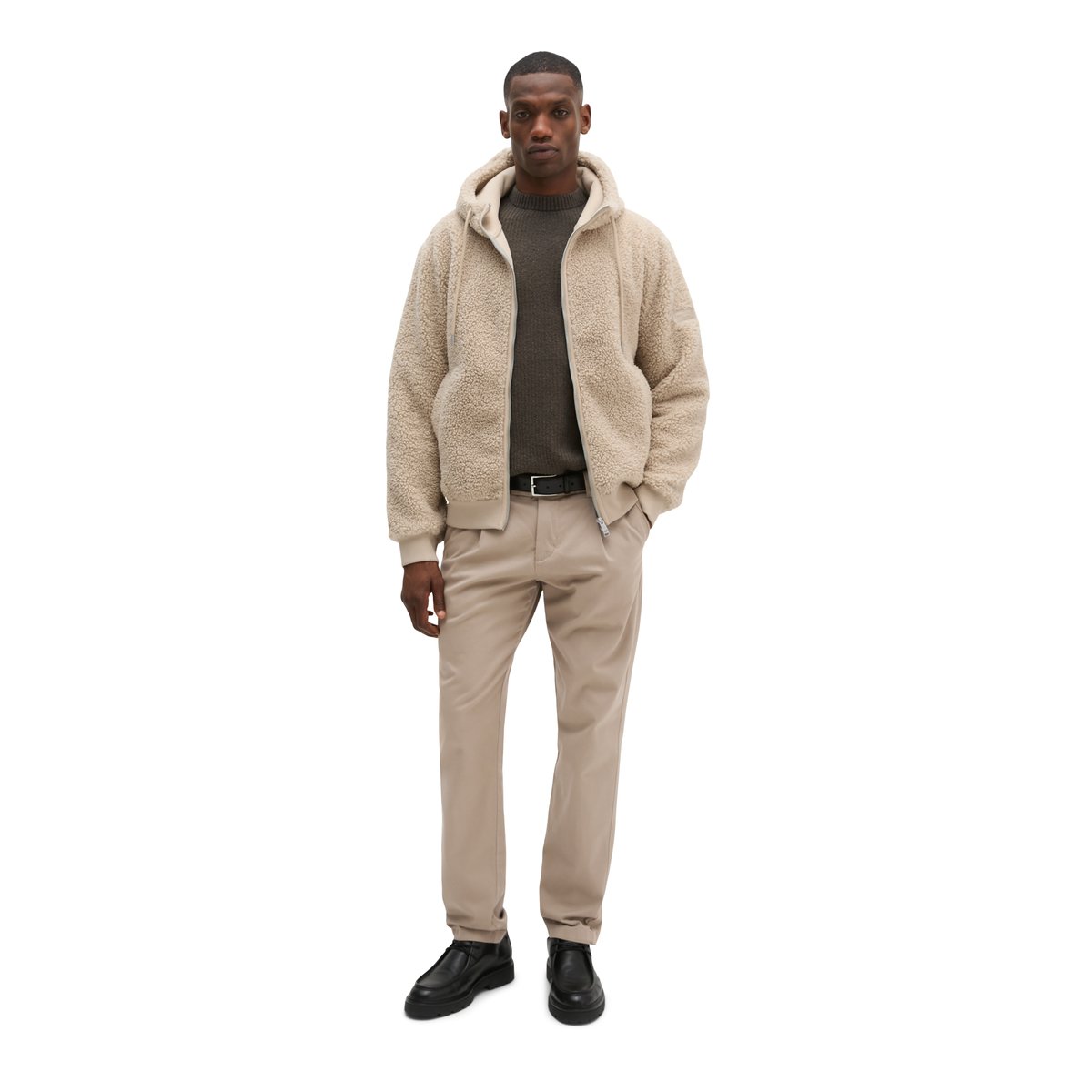 Veste sherpa décontractée avec doublure en velours côtelé beige, MARC O'POLO