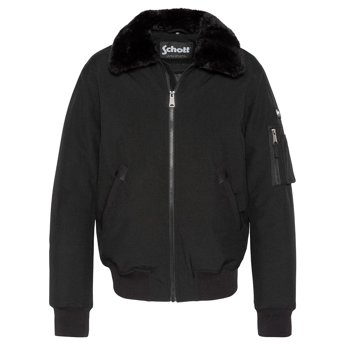 Cazadora corta con cuello camisero, para entretiempo negro, SCHOTT