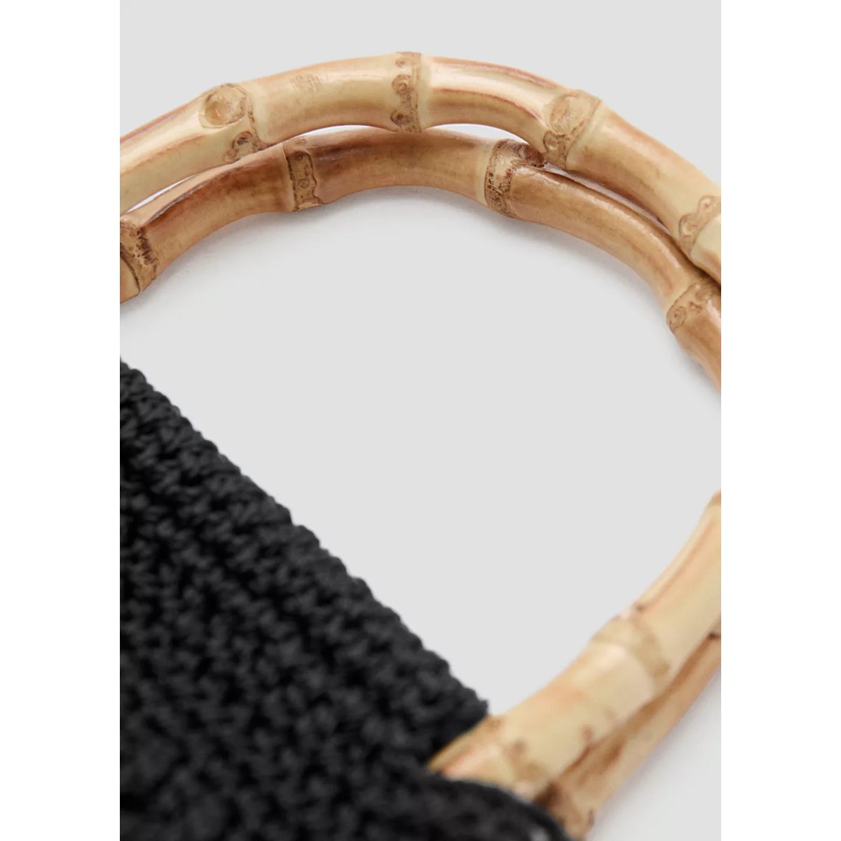 Sac à main avec anse en bambou noir, MANGO
