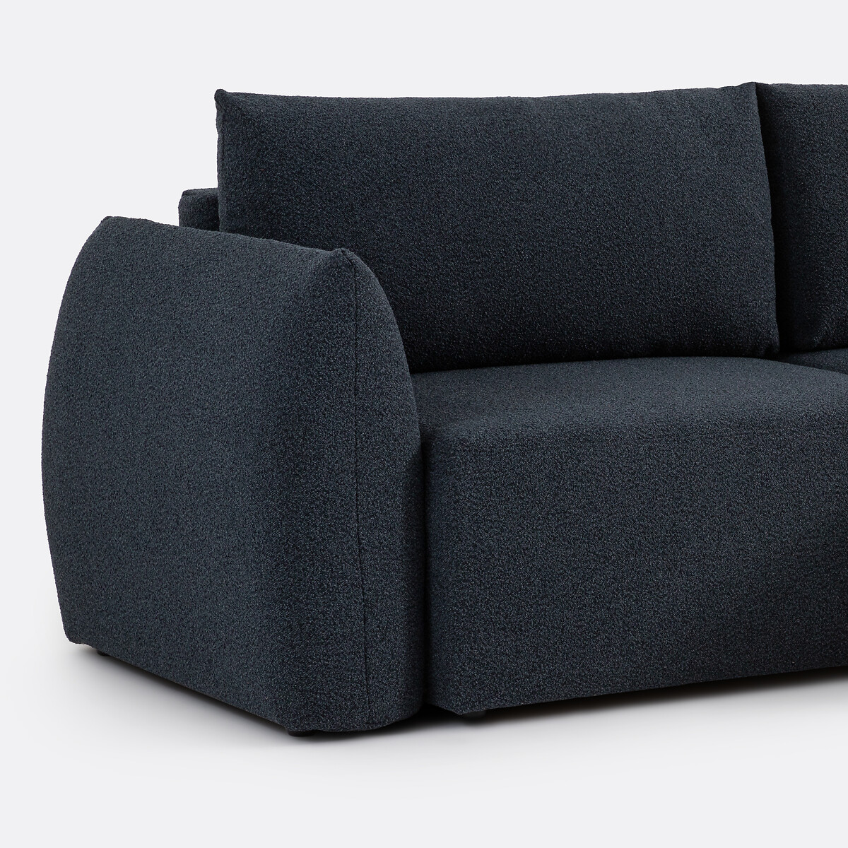 Canapé d'angle convertible avec coffre, 3 places, en bouclette fine, EDITH bleu, LA REDOUTE INTERIEURS