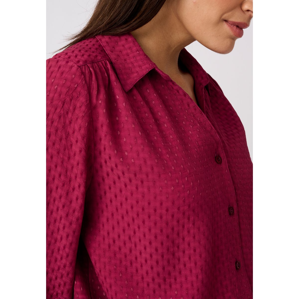 Chemisier jacquard reliéfé violet, DAMART
