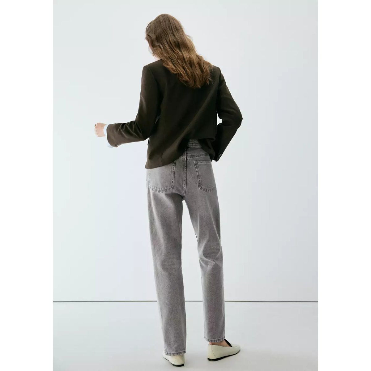 Jean taille haute gris denim, MANGO