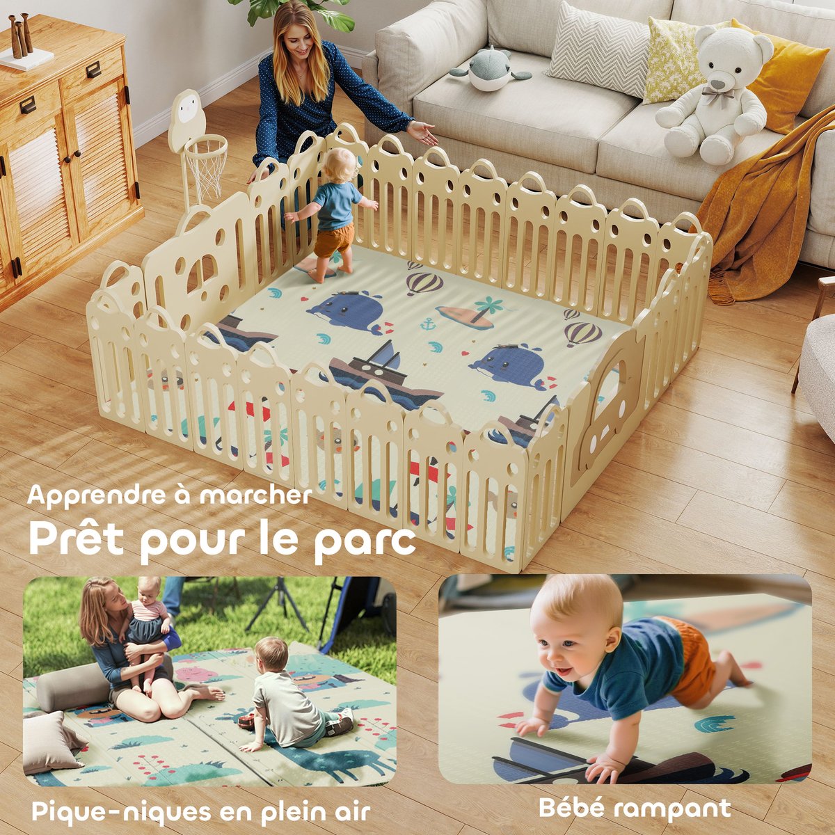 Tapis de jeu pour enfants XPE Multicolore multicolore, AIYAPLAY