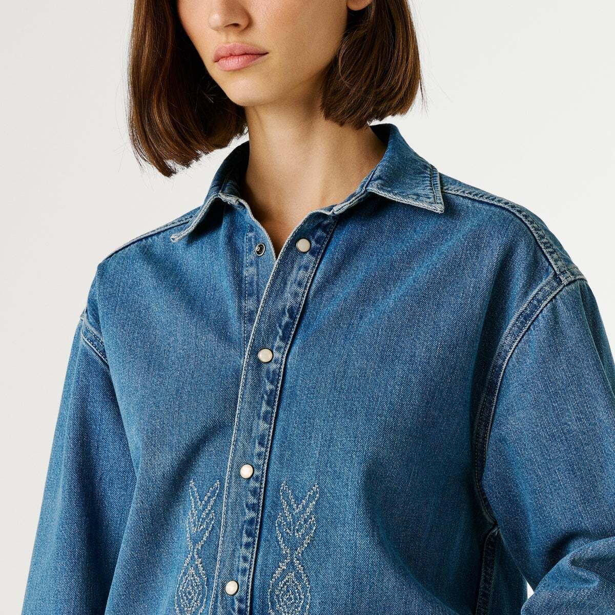 Surchemise En Denim Brodée 11.5oz blue rigid denim, PEPE JEANS