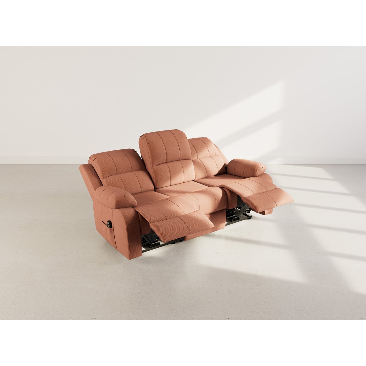 Canapé relax électrique velours côtelé 3pl, ARMAND terracotta, BEST MOBILIER