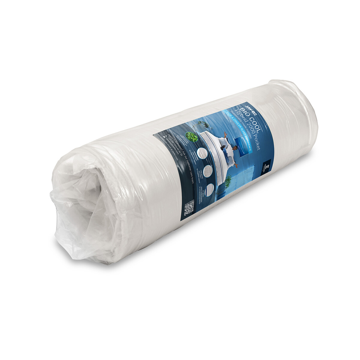 Jay-Be® Bio Cool Hybrid 2000 e-Pocket Eco-Friendly Mattress white/blue, JAY-BE