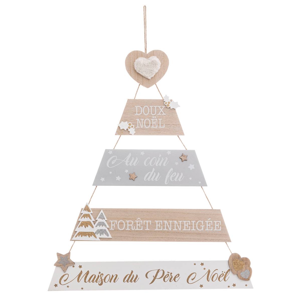 Pancarte sapin "Laponie" 70 cm beige, FEERIC LIGHTS & CHRISTMAS