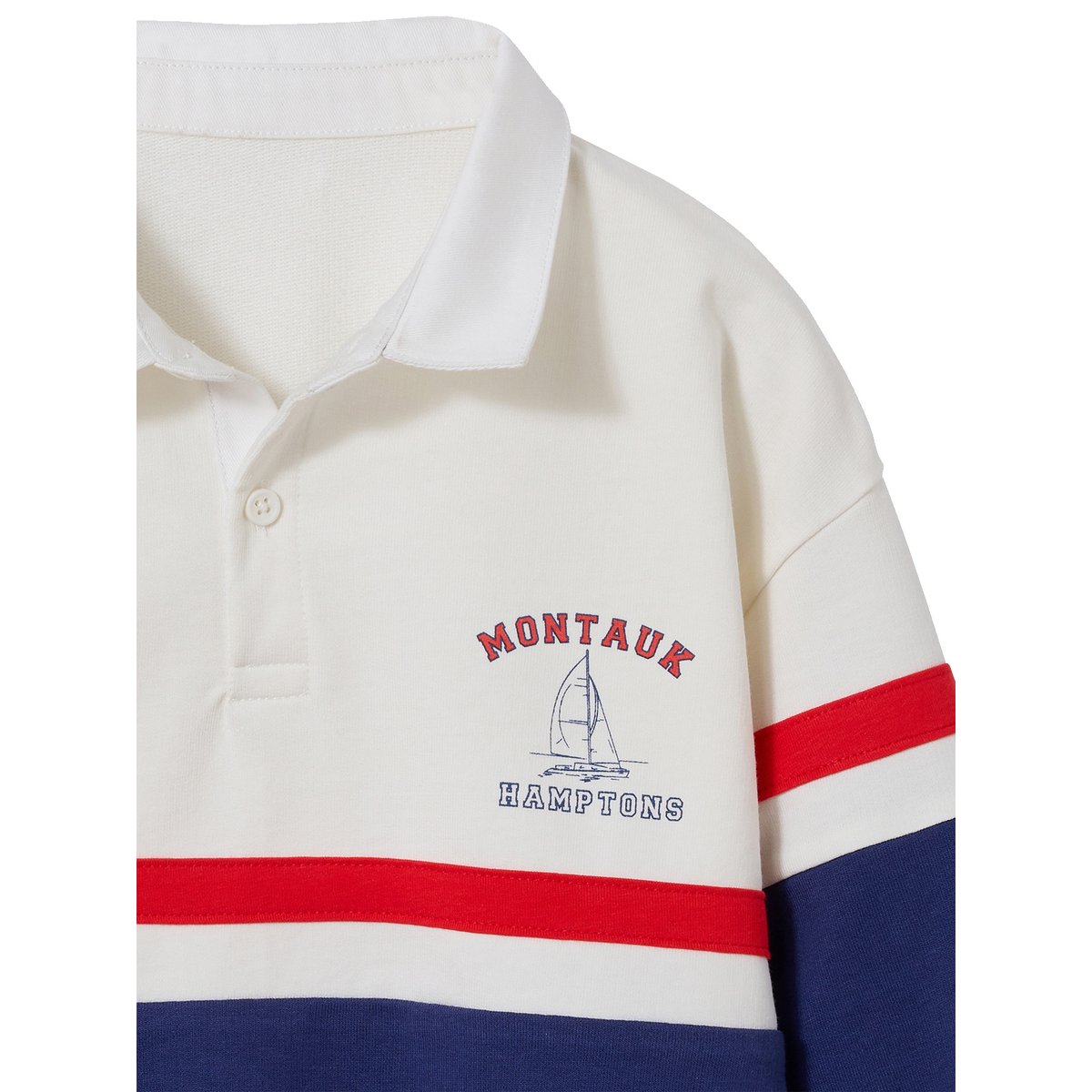 Sweat col polo manches longues encre, VERTBAUDET