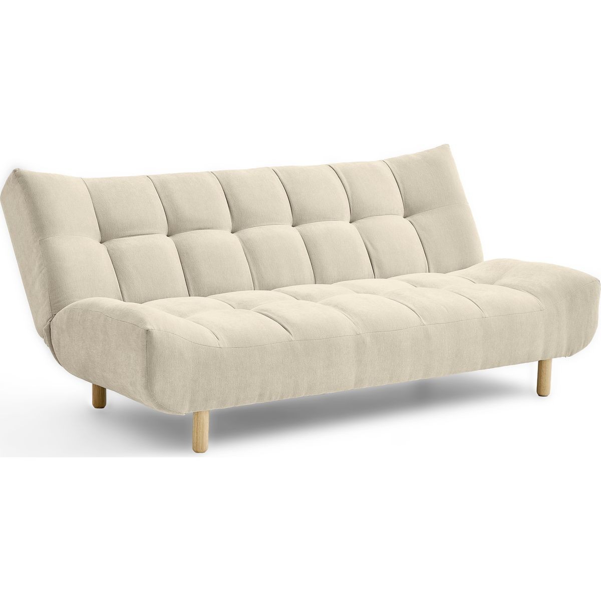Canapé capitonné convertible 3 places en tissu chenille - BUMPY beige, HOMIFAB