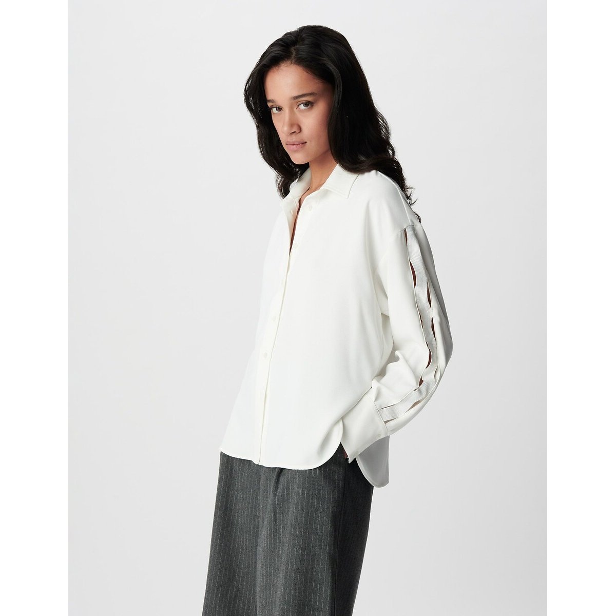 Camicia traforata a maniche lunghe ecru , IKKS
