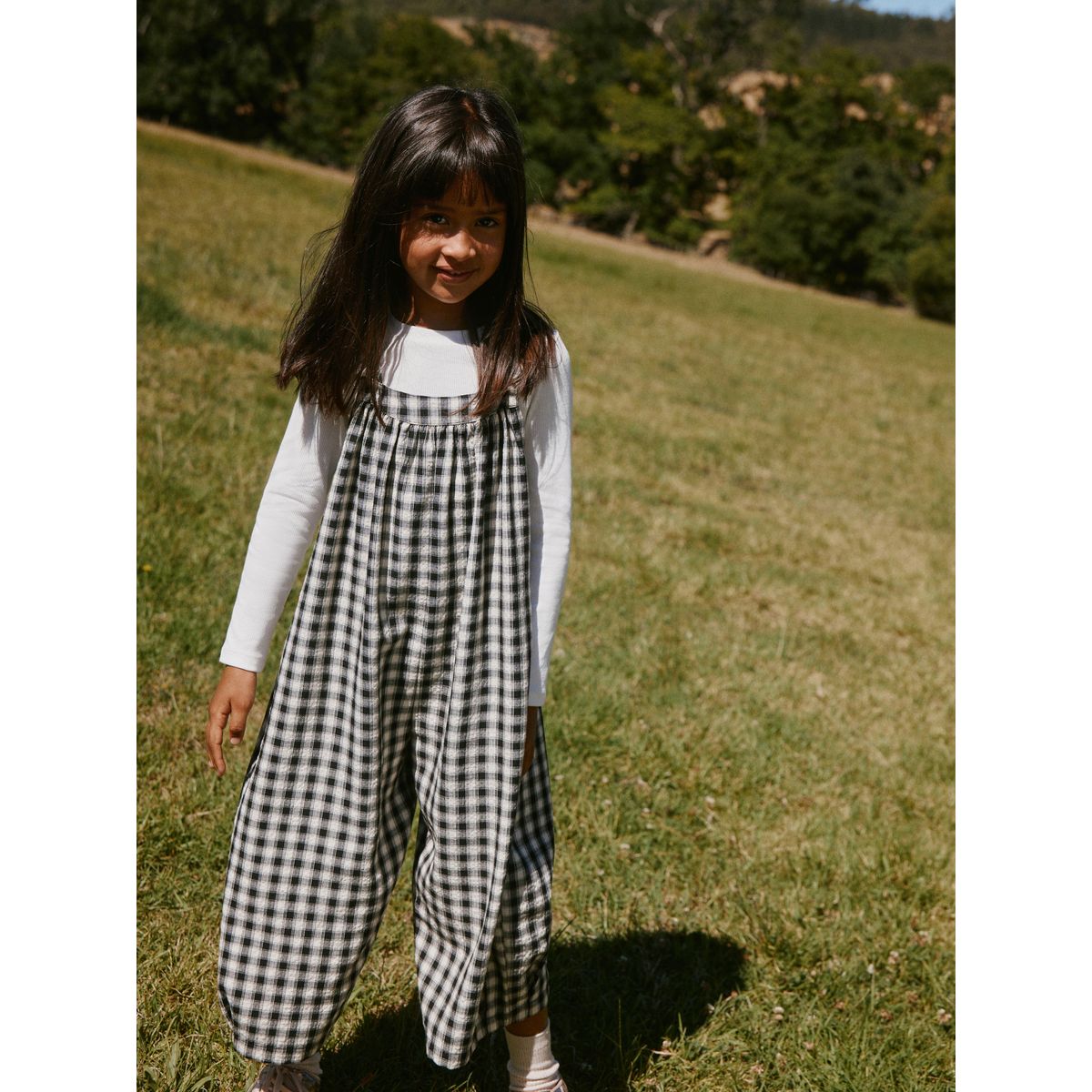 Combi-pantalon coupe ample vichy monochrome noir/blanc, NEXT