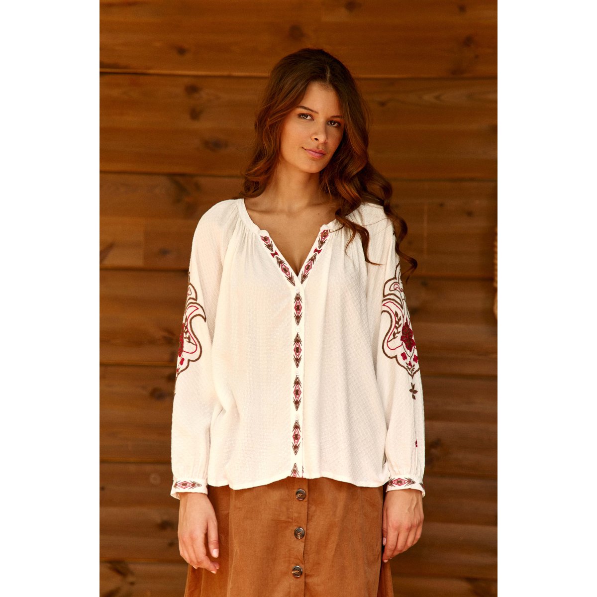 BLOUSE imprimé ethnique BARLY 11-ecru, LA PETITE ETOILE
