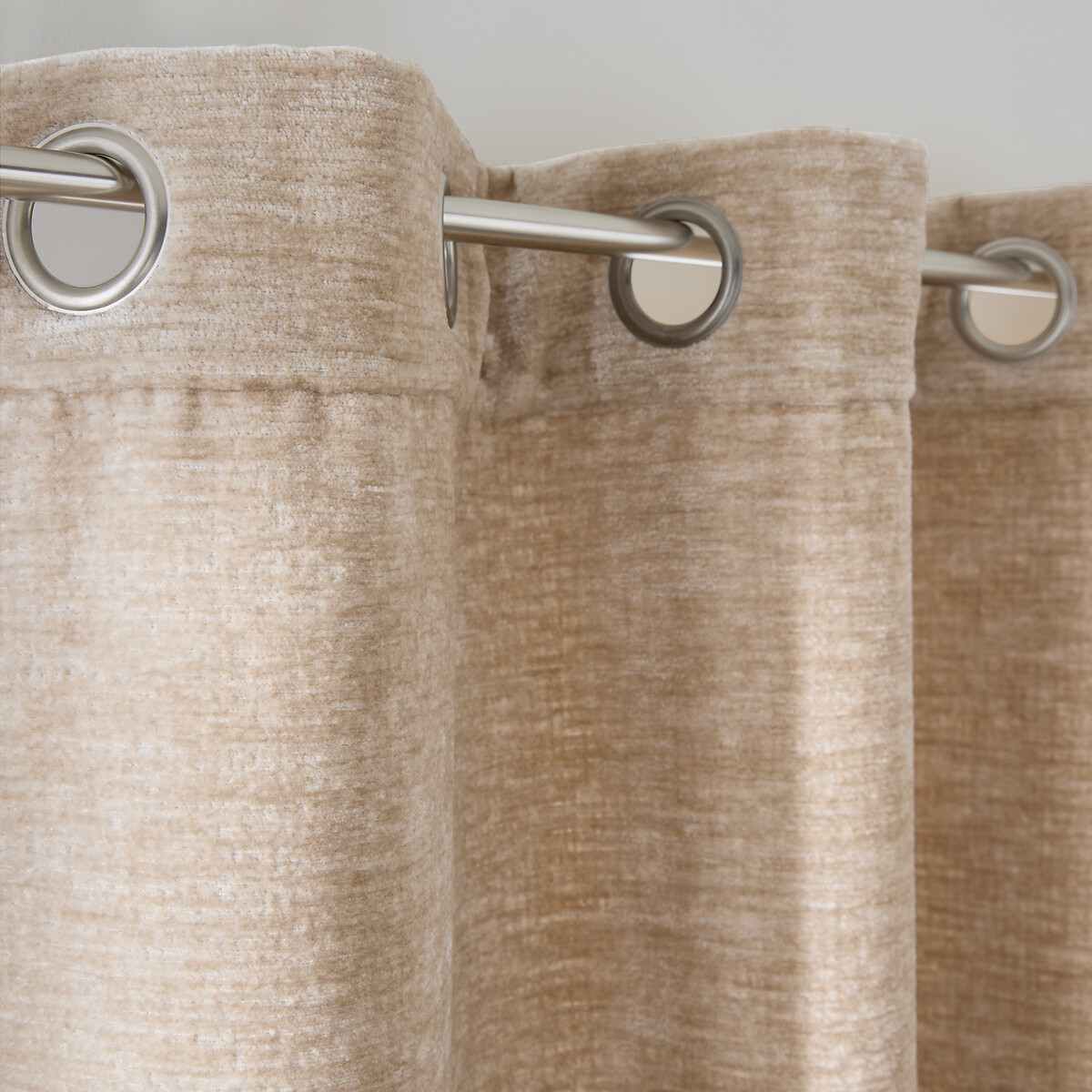 Rideau en velours texturé, à œillets, BOCHA beige, LA REDOUTE INTERIEURS